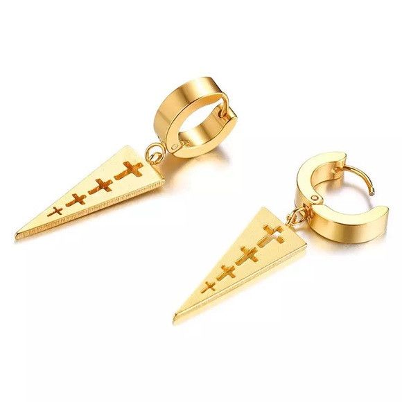 Other 1 Pair Stainless Steel Triangle Unisex Earring Size ONE SIZE - 1 Thumbnail