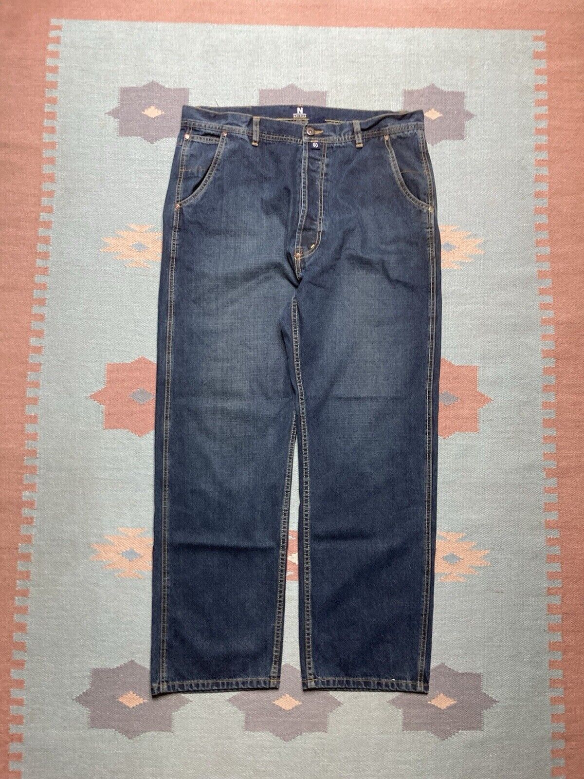 Nautica × Vintage y2k baggy jeans nautica skater button fly dark wash 38x30 Size US 38 / EU 54 - 4 Thumbnail