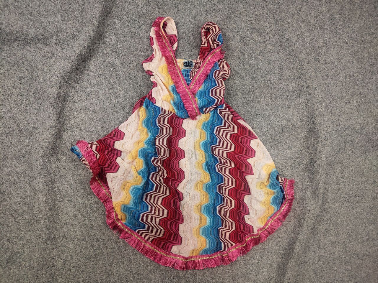 Missoni Pho Firenze Italy V-neck zig zag Multicolor straps Dress Size S / US 4 / IT 40 - 1 Thumbnail