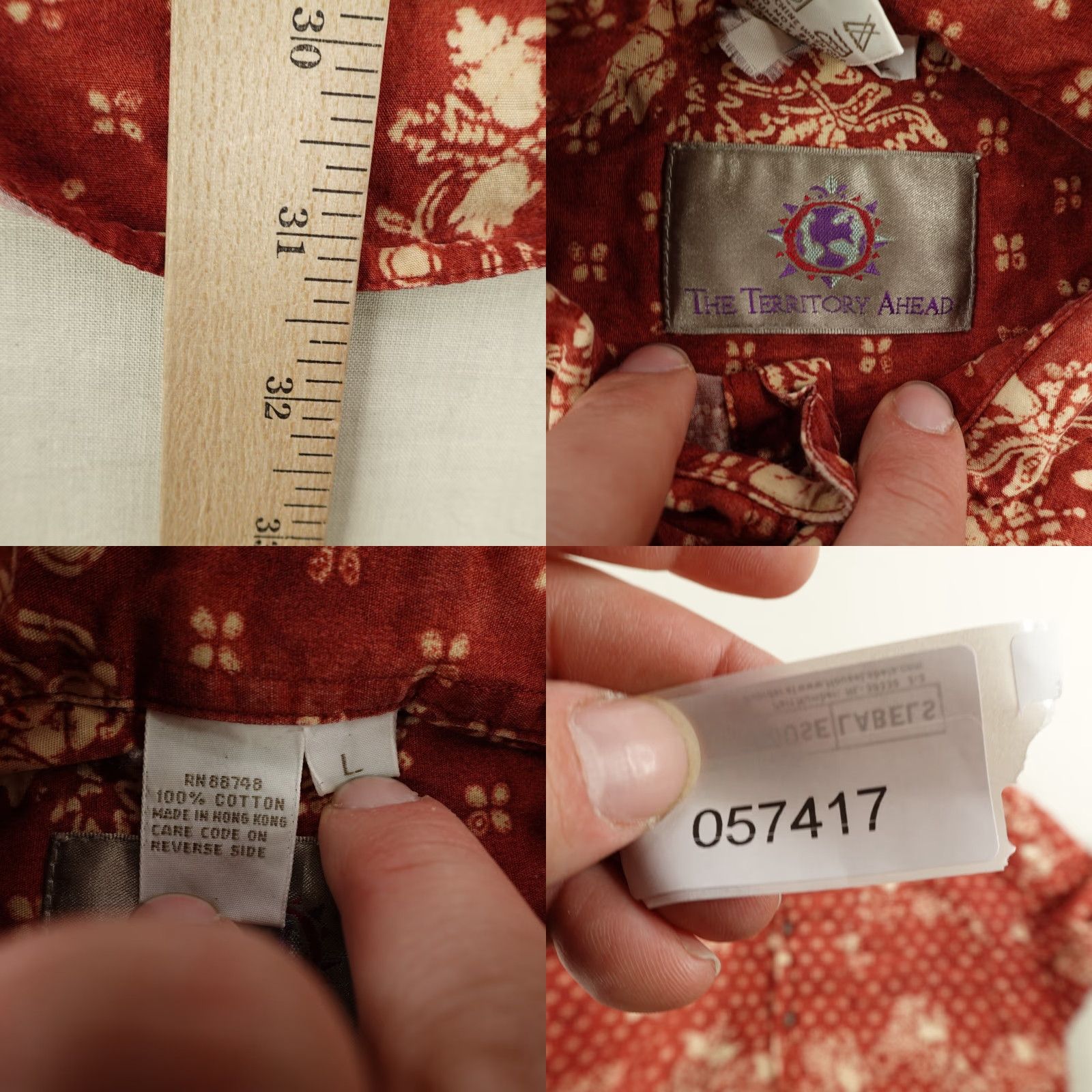 The Territory Ahead Vintage Territory Ahead Shirt Mens Large Red Floral Ditsy Button Up 90s Flowers Size US L / EU 52-54 / 3 - 8 Thumbnail