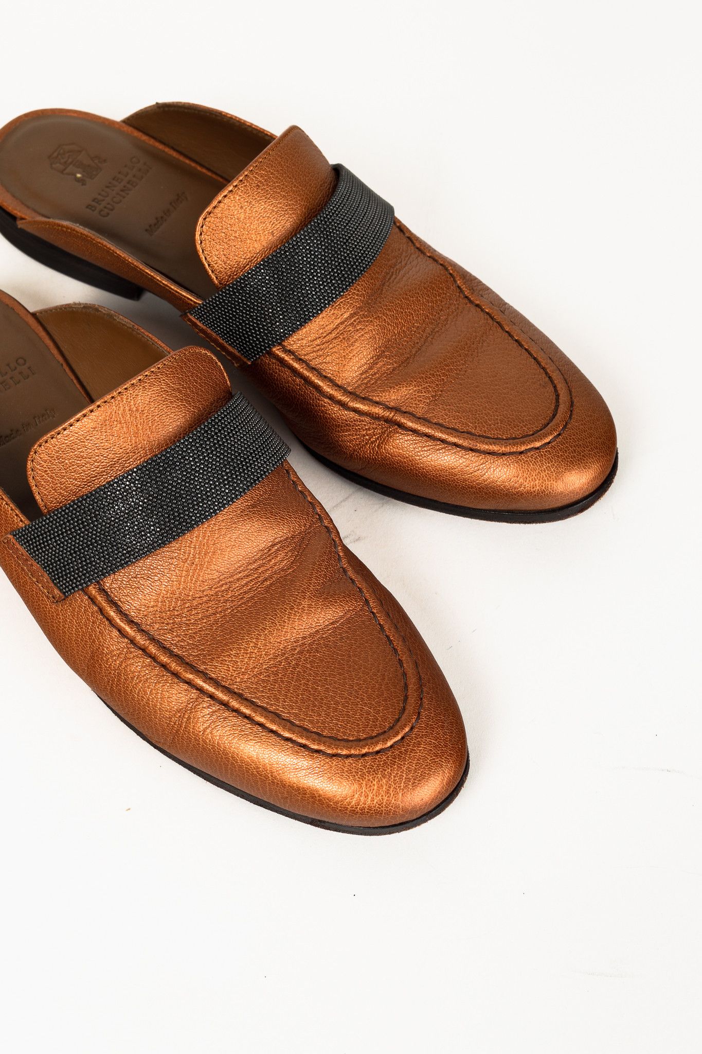 Brunello Cucinelli Brunello Cucinelli Metallic Copper Orange Monili Loafer Mule Size US 6.5 / IT 36.5 - 3 Thumbnail