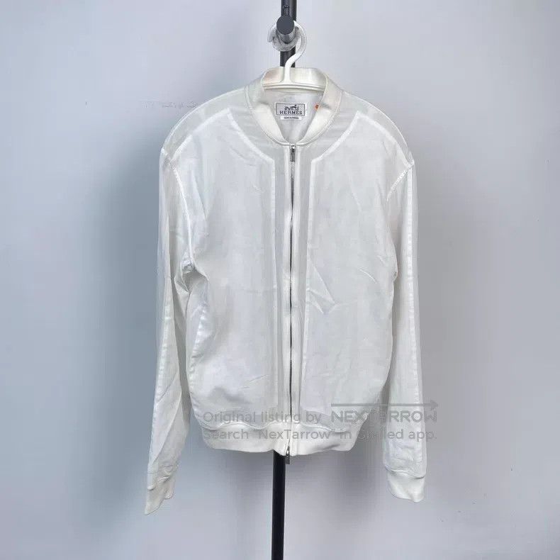 Hermes Hermes size 37 White Silk Collar Zipper Jacket Size M / US 6-8 / IT 42-44 - 1 Thumbnail