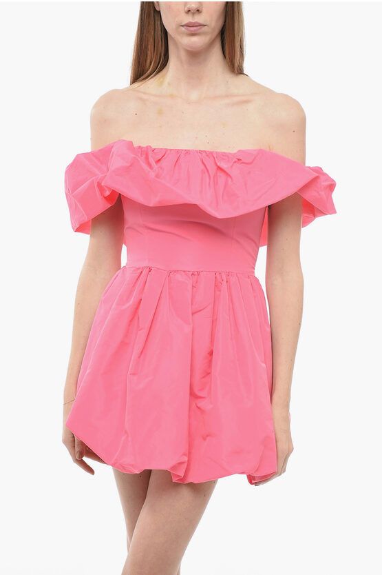 MSGM og1mm0724 Off Shoulder Mini Dress in Pink Size XS / US 0-2 / IT 36-38 - 4 Thumbnail