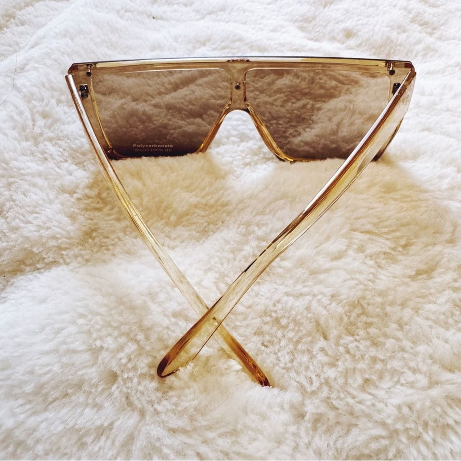 Other Greta Clear Yellow Oversized Statement Sunglasses Size ONE SIZE - 6 Thumbnail