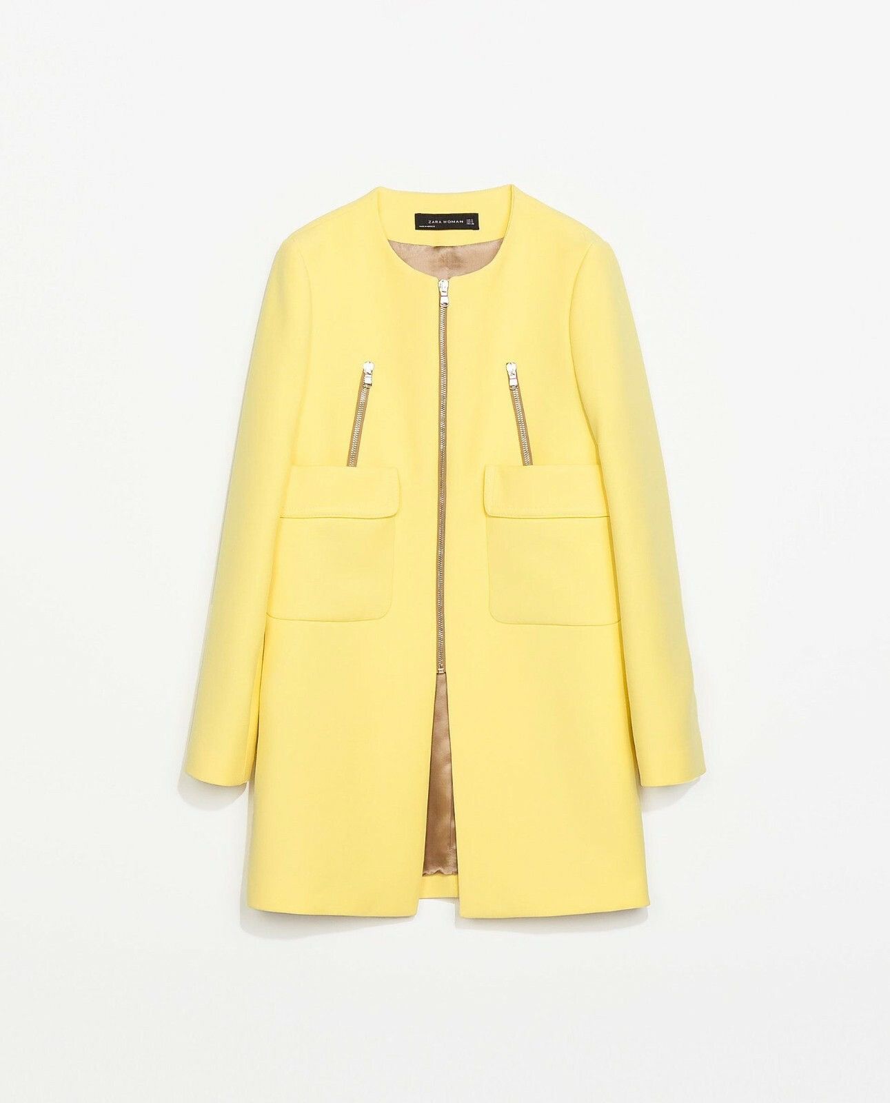 Zara Zara Yellow Coat W/ Zipper Pockets Size Small Size S / US 4 / IT 40 - 3 Thumbnail