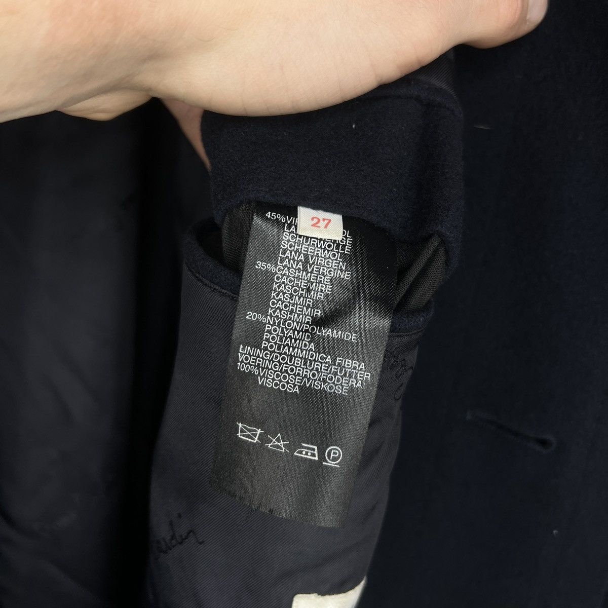 Pierre Cardin × Vintage Vintage Pierre Cardin Wool Cashmere Navy Long Coat Size US L / EU 52-54 / 3 - 13 Thumbnail