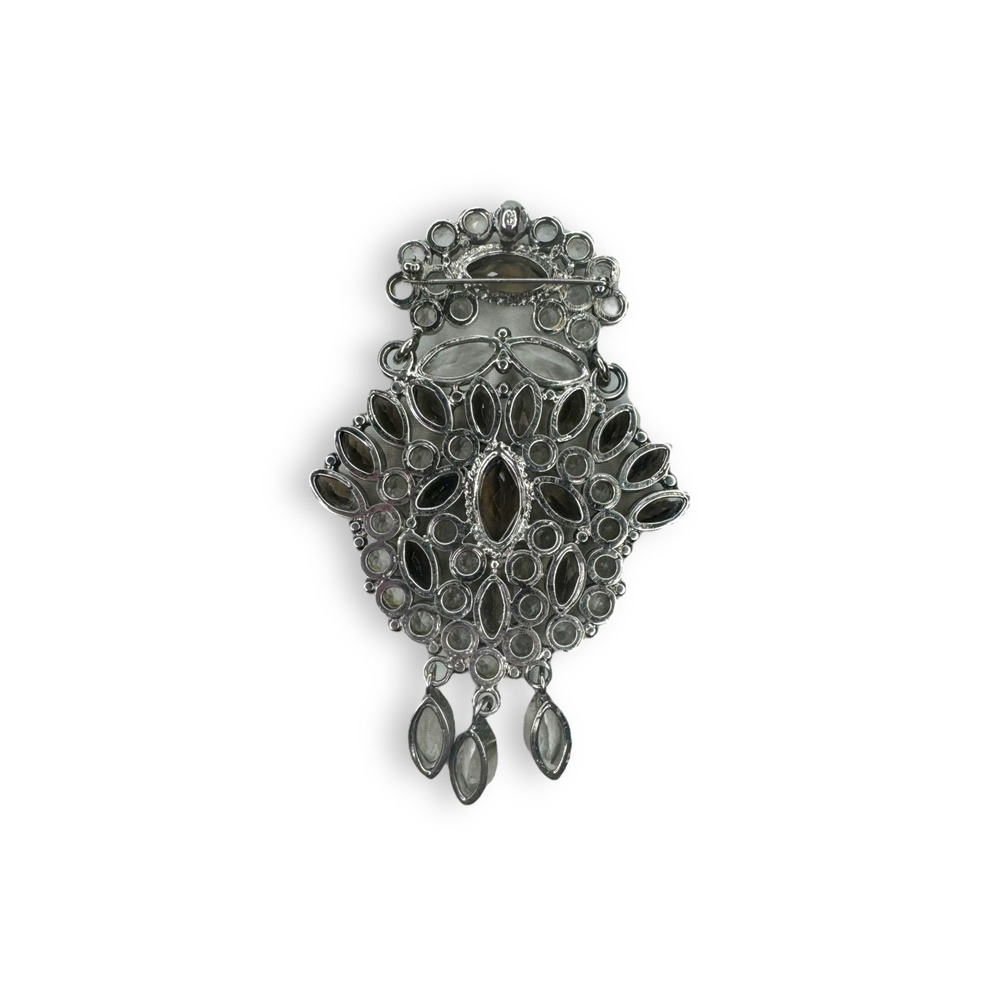 Other Vintage Sterling Silver Smoky Quartz & Crystal Brooch Pin Pe Size ONE SIZE - 2 Thumbnail