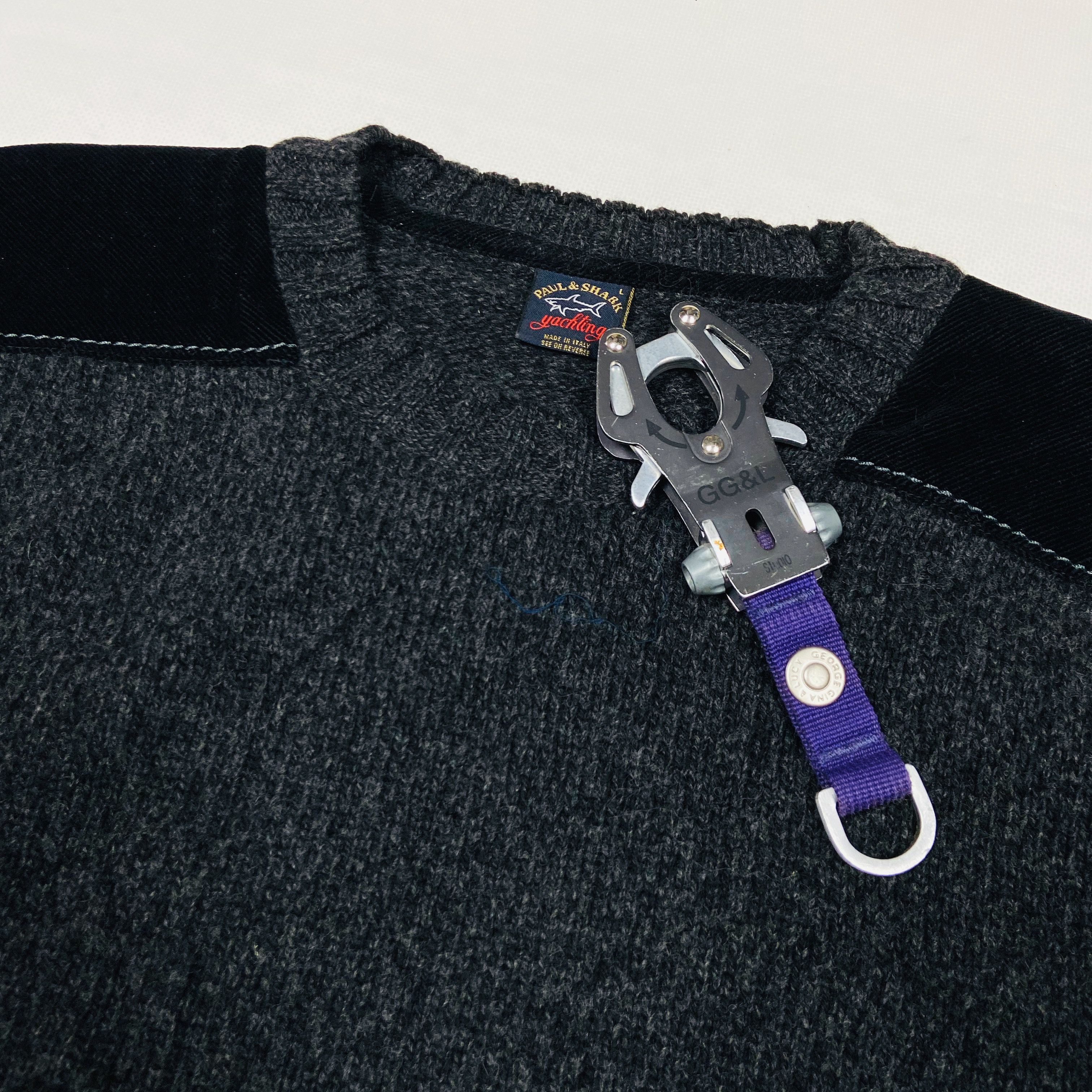 Paul & Shark 90s PAUL SHARK VELOUR INSERT EXTRA MERINO WOOL KNIT - № 1097 Size US L / EU 52-54 / 3 - 5 Thumbnail