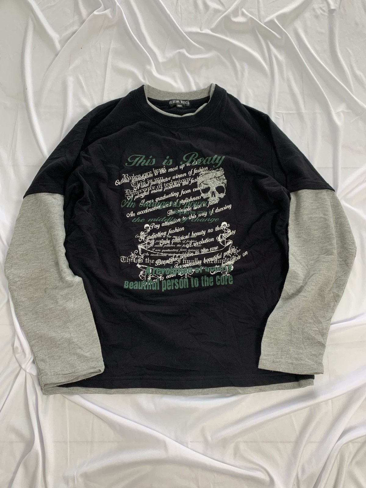 Japanese Brand y2k double layer longsleeve poem japan Size US S / EU 44-46 / 1 - 1 Thumbnail