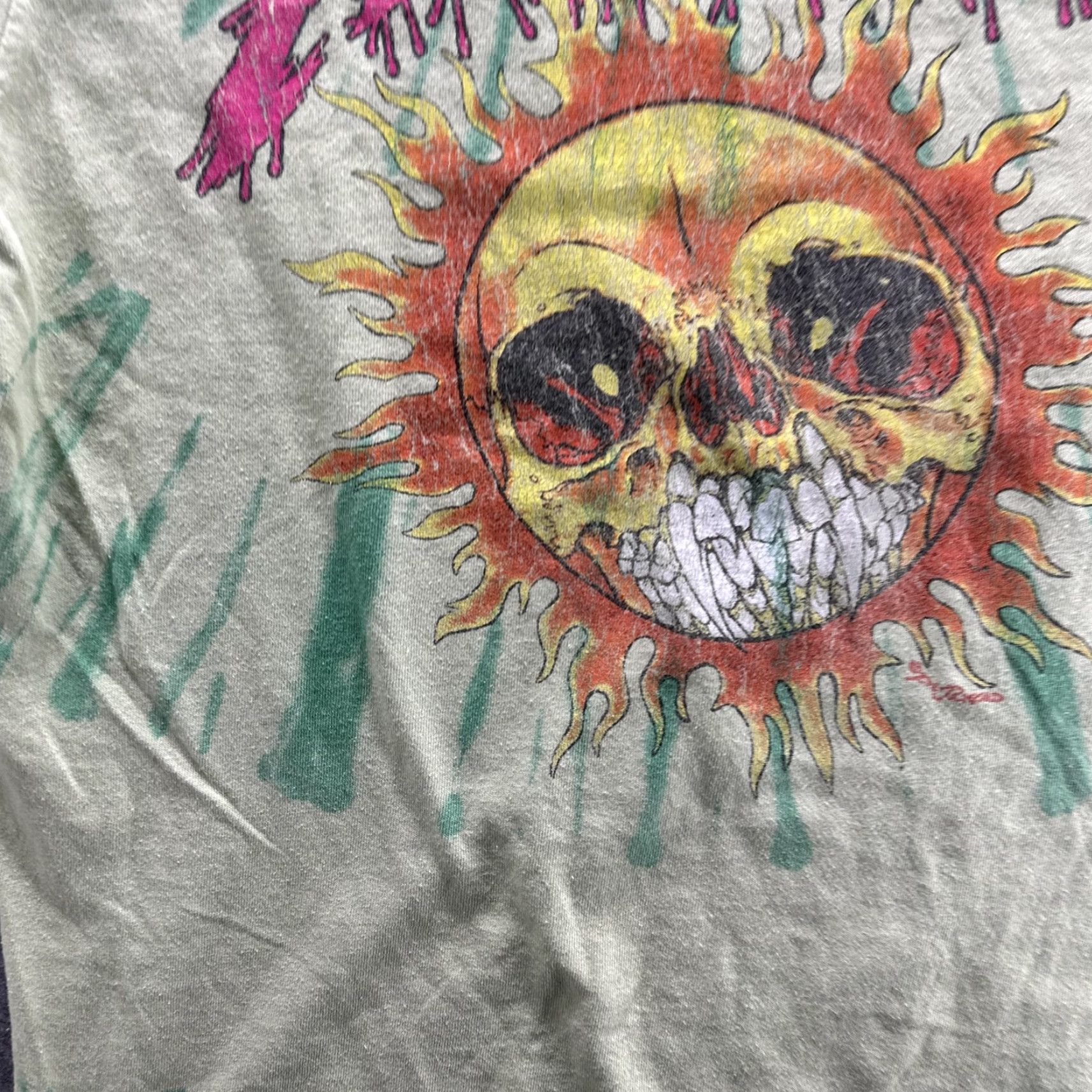 Vintage Metallica Shirt Mens Medium Green Tie Dye Skull Sun Graphic Band Rock Size US M / EU 48-50 / 2 - 5 Thumbnail