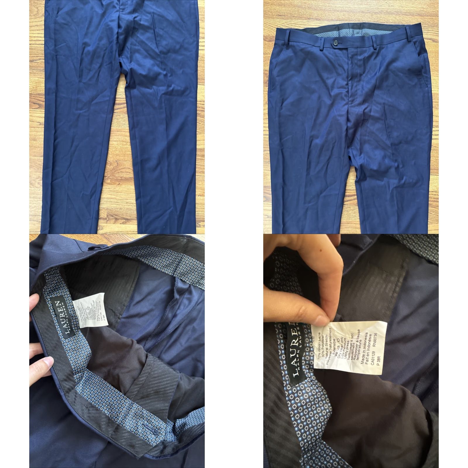 Ralph Lauren Ralph Lauren Black Label Mens Navy Blue Suit 44L 2 Piece Wool Wool Jacket Flat Front Athletic Regular 2 Button 4-Button Sleeve Jeans? Size 44R - 10 Thumbnail