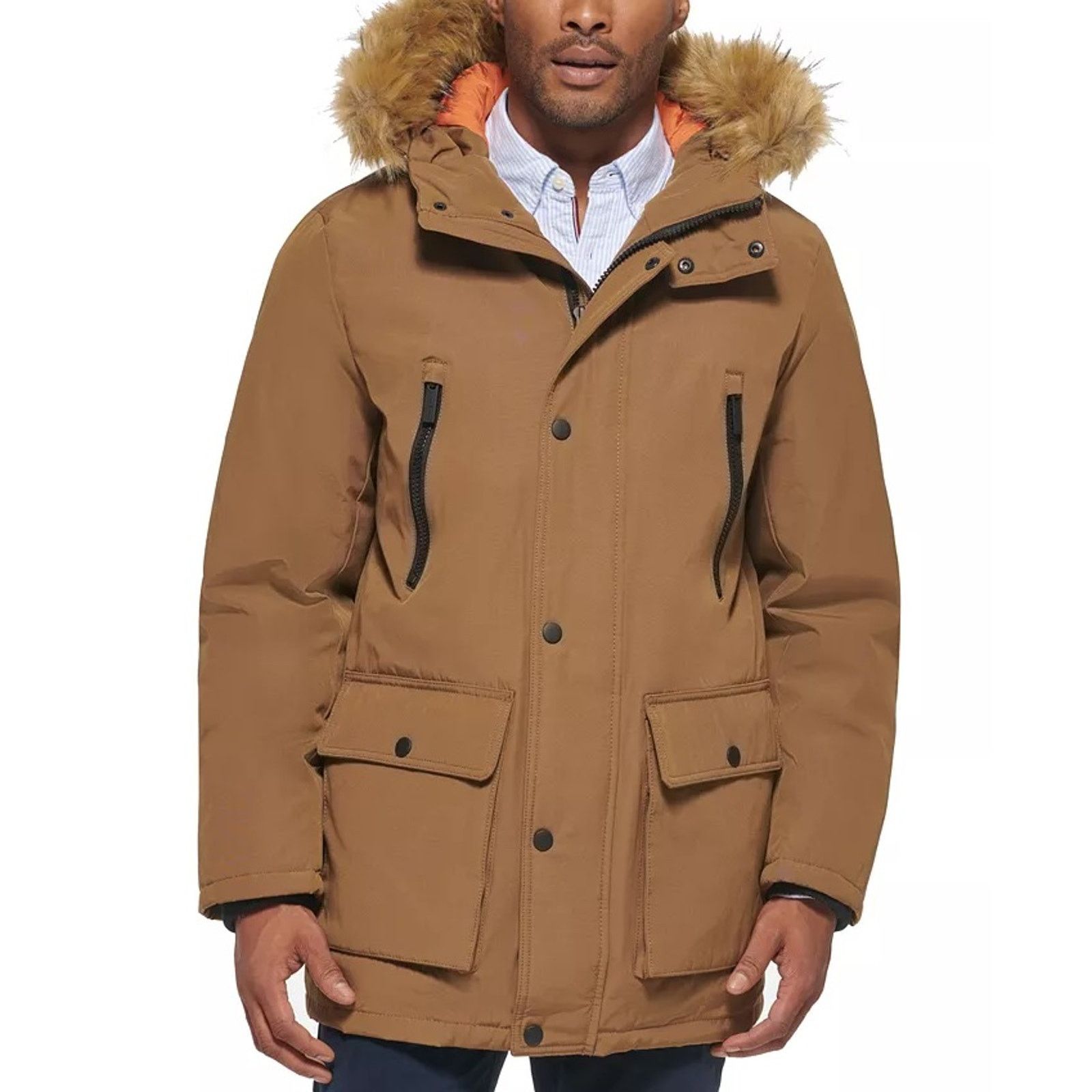 Club Room Men's Tan Water-Resistant Winter Parka Size S