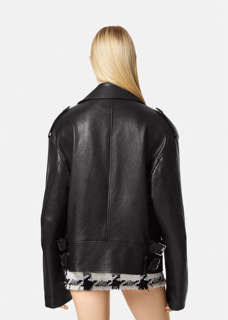 Versace o1y0226 Leather Biker Jacket in Black Size XS / US 0-2 / IT 36-38 - 4 Thumbnail