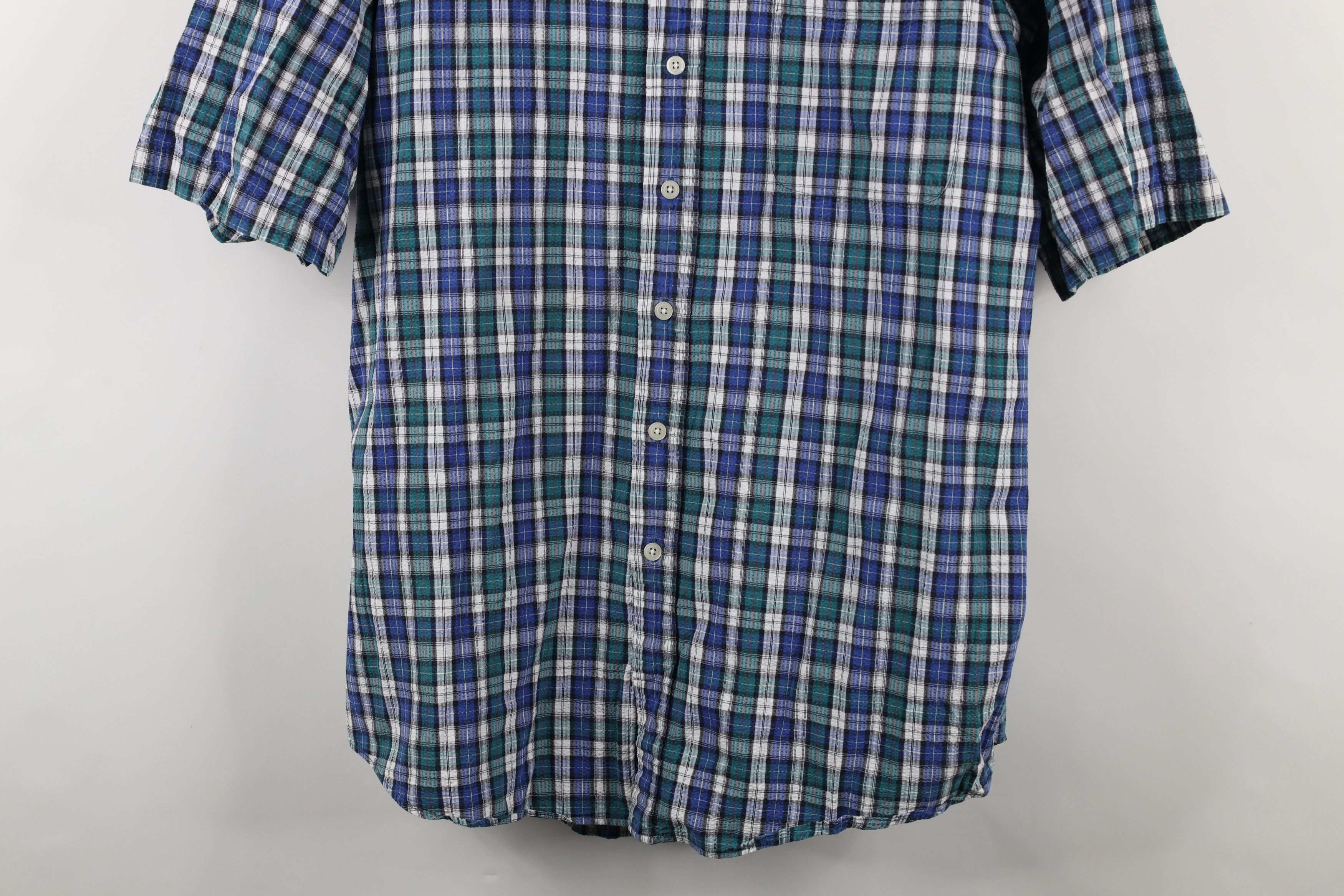 Lands' End × Vintage Vintage 90s Lands End Sucker Short Sleeve Button Down Shirt Size US XL / EU 56 / 4 - 3 Thumbnail