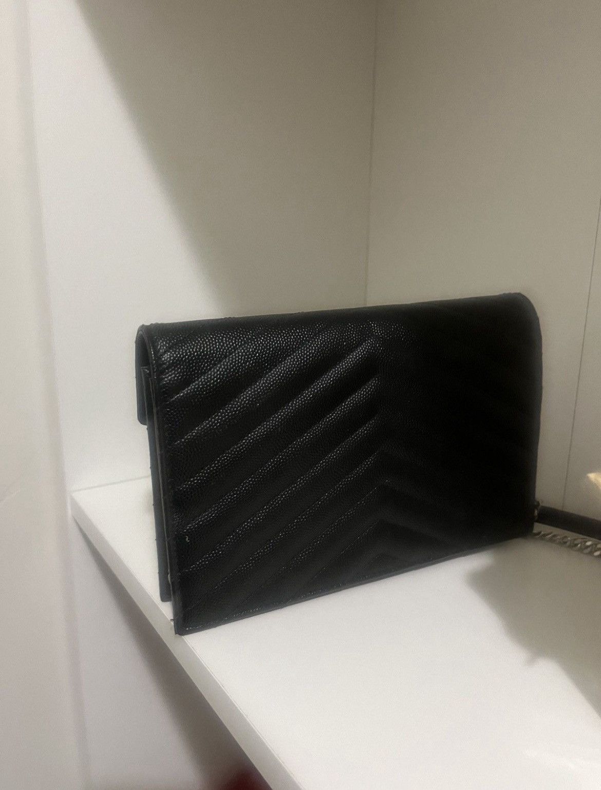 Saint Laurent Paris YSL CASSANDRE ENVELOPE CHAIN WALLET IN GRAIN DE POUDRE Size ONE SIZE - 4 Thumbnail