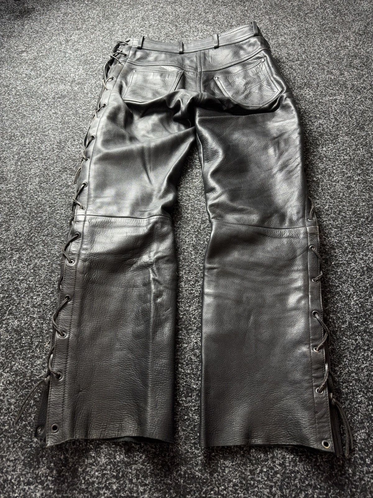 Genuine Leather Leather Rock Punk Biker MOTO Pants Lace Up Goth Moto Black Size US 32 / EU 48 - 15 Thumbnail