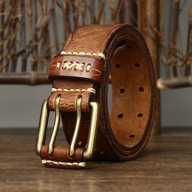 Japanese Brand × Vintage Leather Brass Buckle Belt Size ONE SIZE - 2 Thumbnail