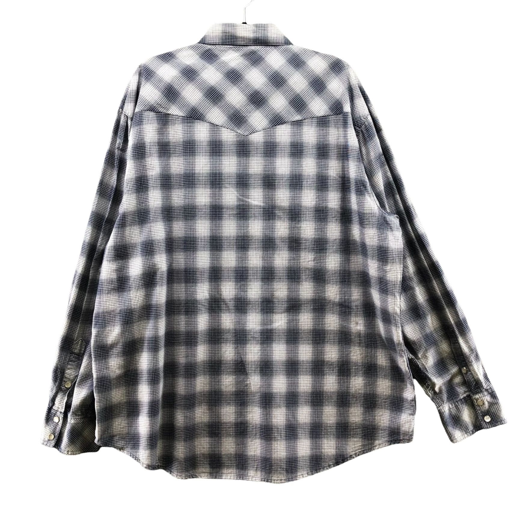 Vintage R-Vintage Mens Western Snap Button Embroidered Shirt XXL Blue Plaid Cowboy Button-Up Chest Pockets Casual Size US XXL / EU 58 / 5 - 2 Thumbnail