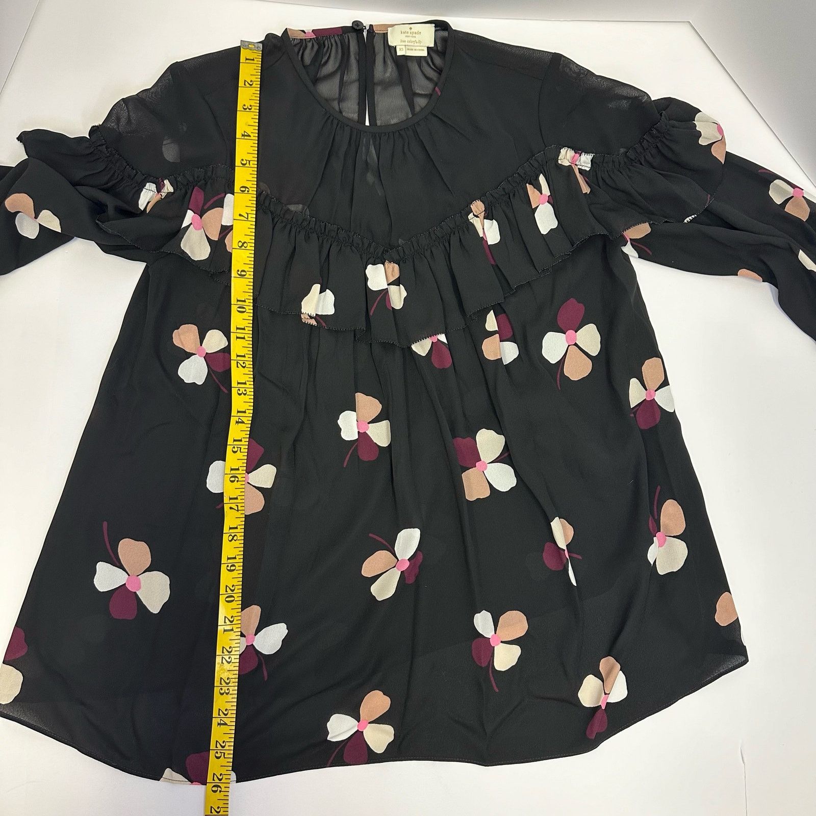 Kate Spade Kate Spade New York Floral Ruffle Sheer Blouse XS Size XS / US 0-2 / IT 36-38 - 8 Thumbnail