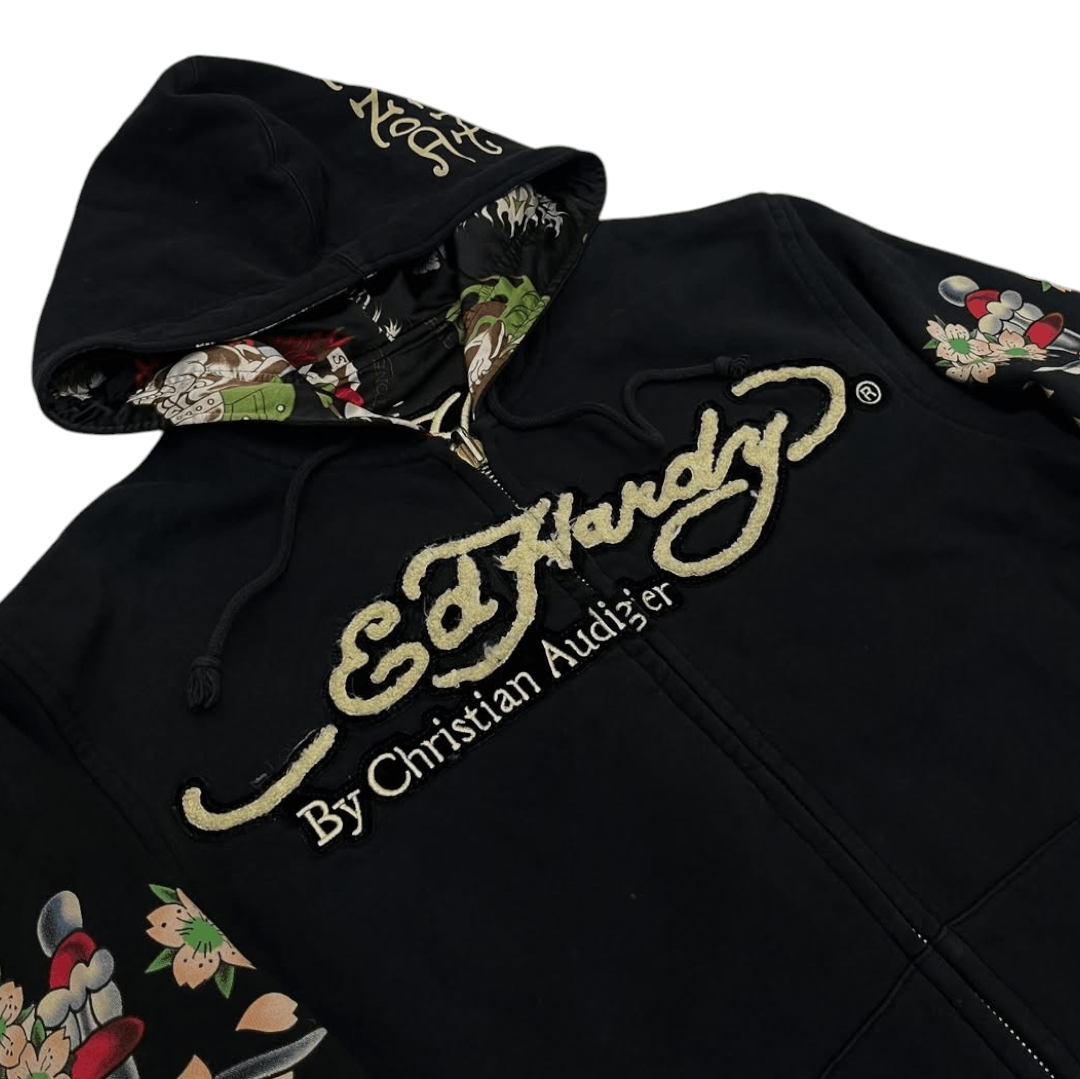 Christian Audigier × Ed Hardy Rare 🔥 ED HARDY ' Do Or Die ' Embroidery Reversible Jacket Size US L / EU 52-54 / 3 - 3 Thumbnail