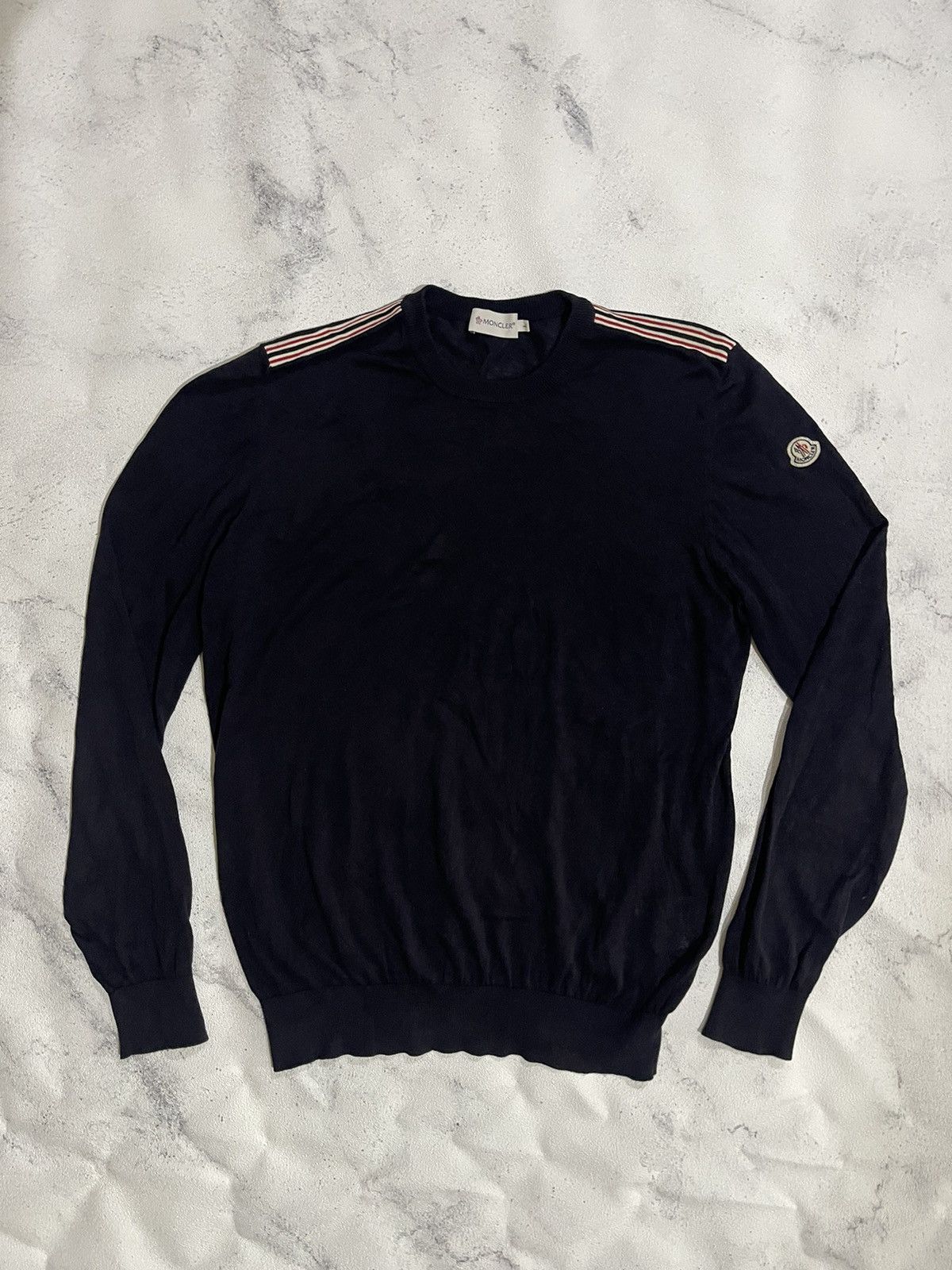 image of Moncler Maglia Tricot Girocollo Knitted Sweaters Knitwear in Navy, Men's (Size Large)
