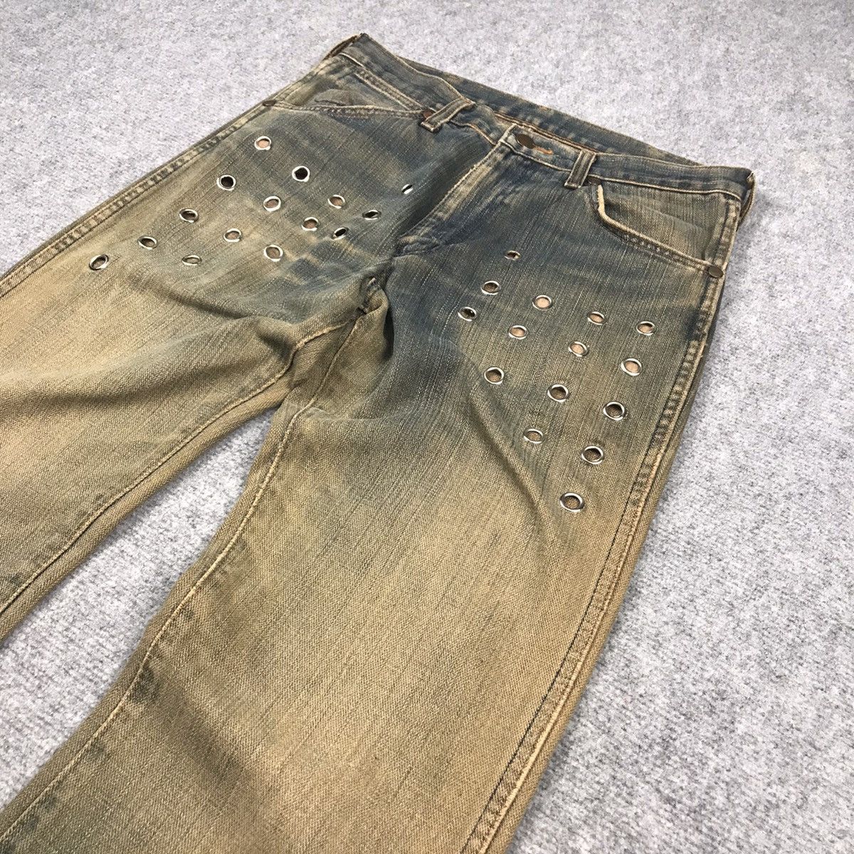 Japanese Brand × Wrangler FLARE DENIM RUSTY DISTRESSED WRANGLER EYELET DENIM PANTS Size US 28 / EU 44 - 6 Thumbnail