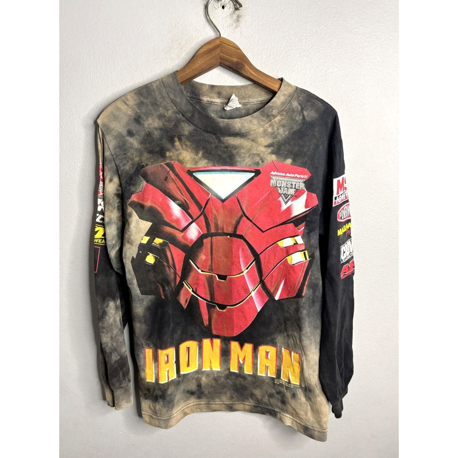 Vintage IRON MAN Monster Jam Shirt Mens Large Black Bleach Tie Dye Long Sleeve Marvel Size US L / EU 52-54 / 3 - 2 Thumbnail