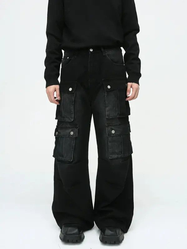 Vintage Kato Vintage multi-pocket distressed cargo wide-leg jeans Size US 32 / EU 48 - 6 Thumbnail