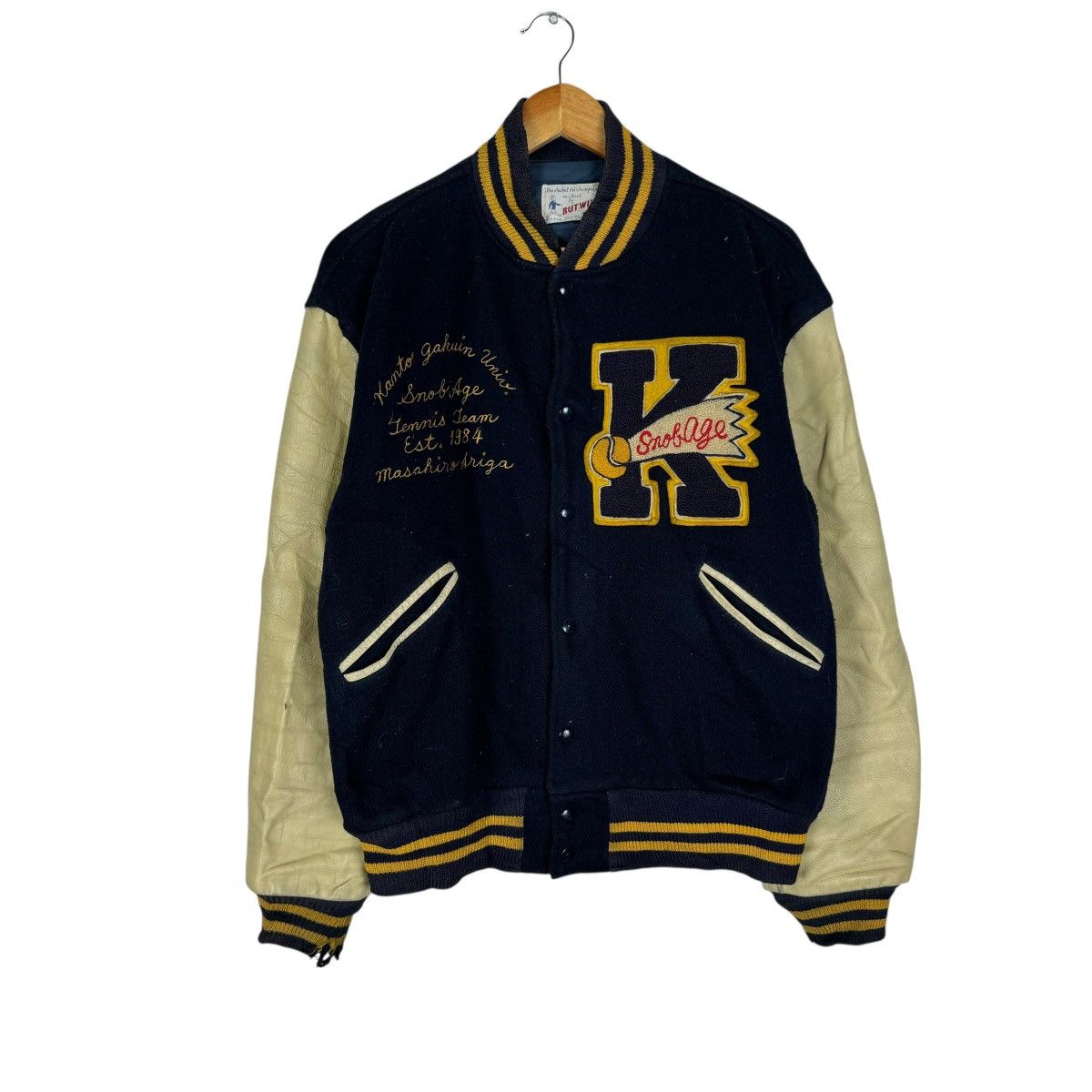 Vintage 🌟80s BUTWIN TENNIS CLUB LEATHER VARSITY JACKET Size US M / EU 48-50 / 2 - 4 Thumbnail