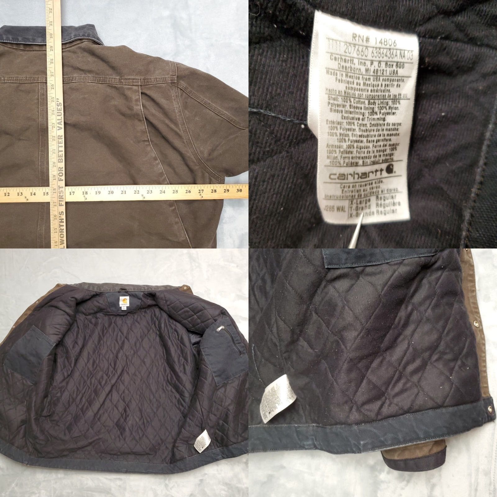 Carhartt VINTAGE Carhartt Jacket Mens XL Brown Quilt Lined Snap Front Chore Work J285 Size US XL / EU 56 / 4 - 8 Thumbnail