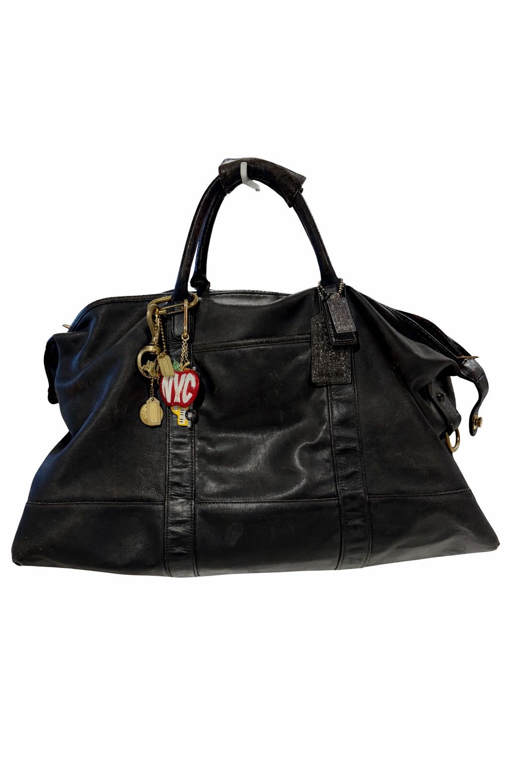 Coach Coach Y2K Distressed Black Leather Duffle Traveling Bag Size ONE SIZE - 1 Thumbnail