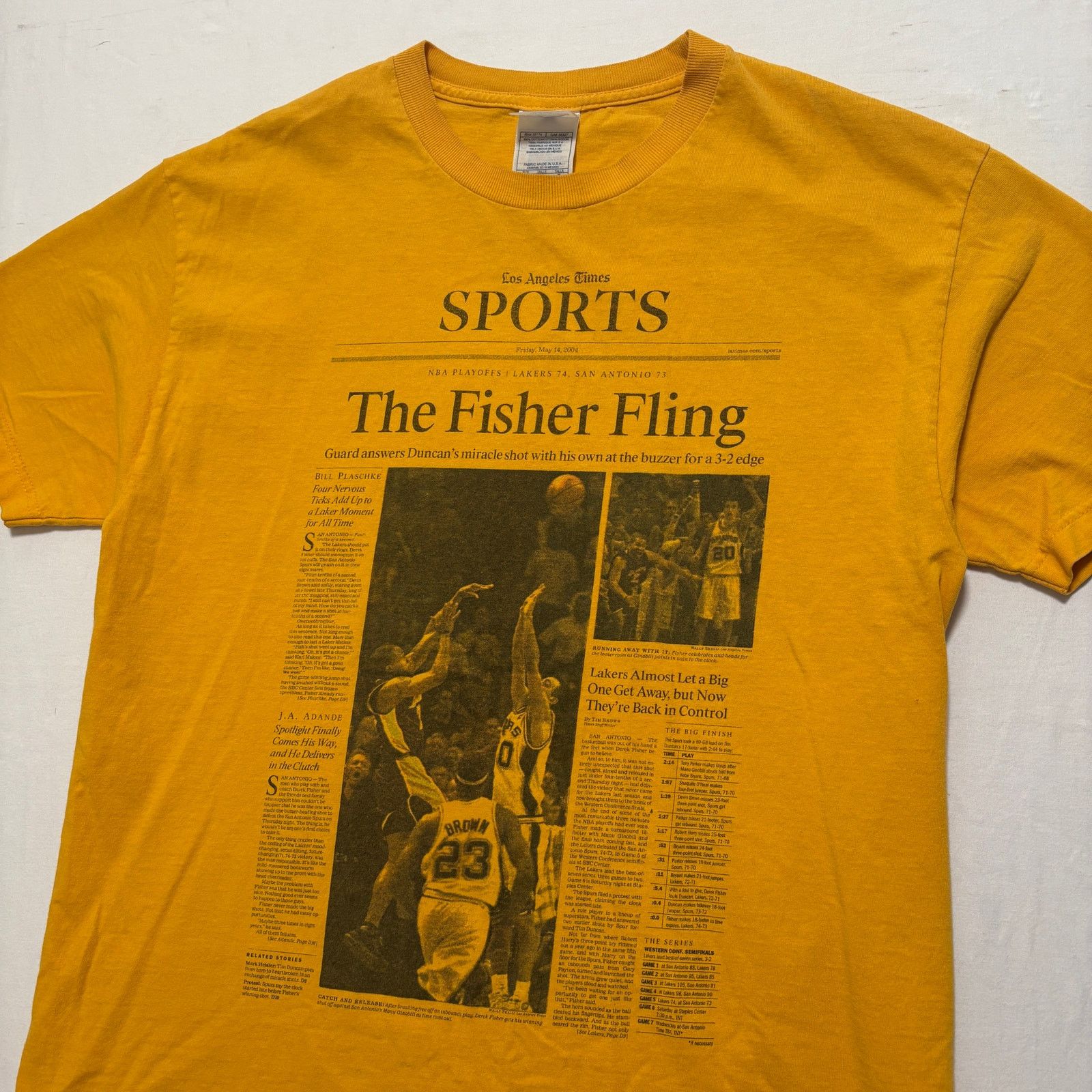 Alstyle Y2K 00's LA Lakers Derek Fisher Fling T-Shirt Yellow L Size US L / EU 52-54 / 3 - 2 Thumbnail