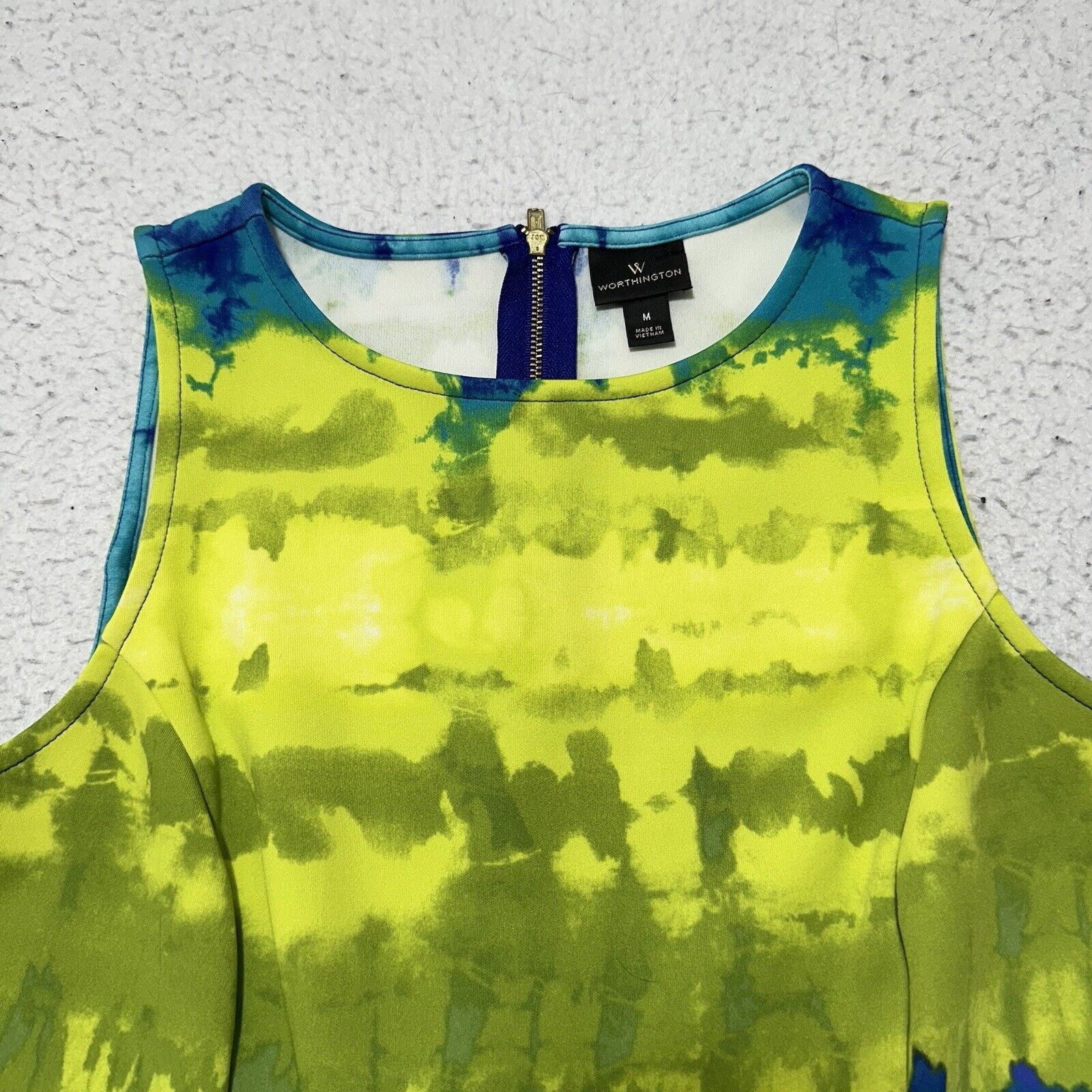 Worthington Worthington Medium Green Blue Tie Dye Peplum Blouse Size M / US 6-8 / IT 42-44 - 2 Thumbnail