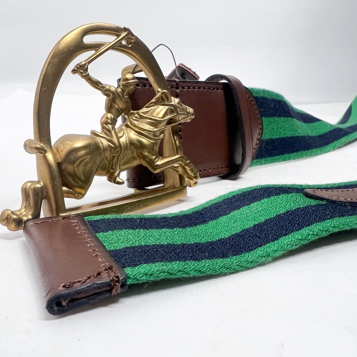 Polo Ralph Lauren Polo Ralph Lauren EQUESTRIAN BUCKLE Striped Belt Size 36 - 7 Thumbnail