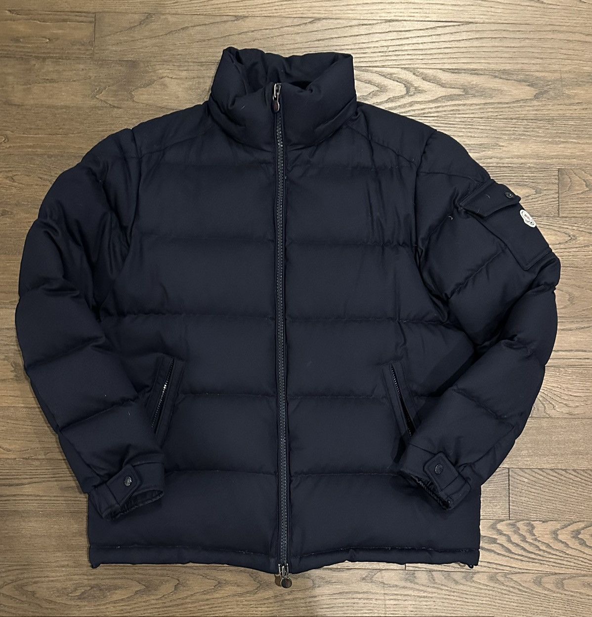 image of Moncler Montagenvre Wool Covered Down Jkt in Blue, Men's (Size 2XL)