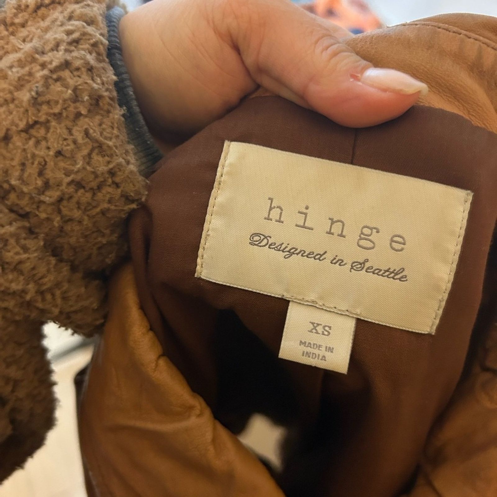 Other Hinge Tan Ruched Leather Jacket Size XS / US 0-2 / IT 36-38 - 3 Thumbnail