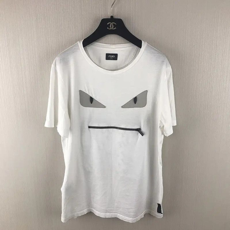 Fendi Fendi White Cotton Men's T-Shirt with Unique Design 0089 Size US M / EU 48-50 / 2 - 1 Thumbnail