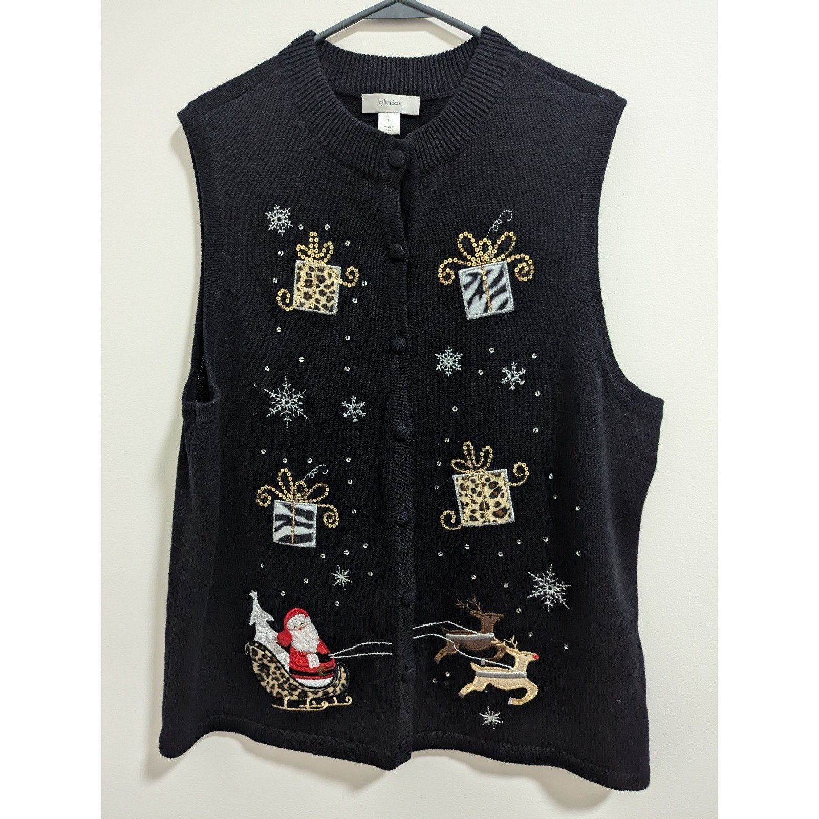 Other CHRISTOPHER & BANKS Ugly Sweater Vest Sz 1X Christmas Animal Size XL / US 12-14 / IT 48-50 - 1 Thumbnail
