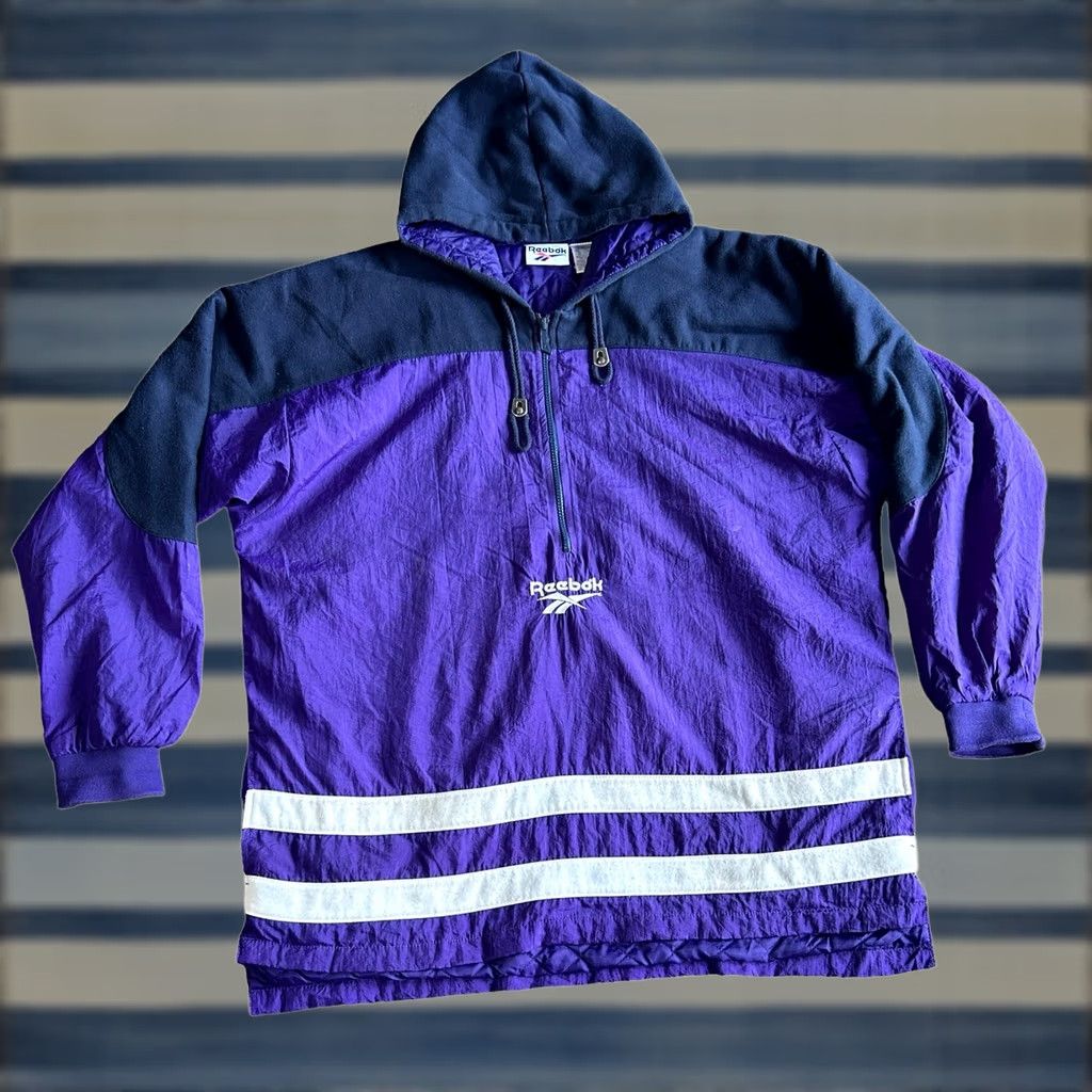 Reebok Reebok Men's Vintage Purple 1/2 Zip Hooded Windbreaker Puffy Jacket Large Y2K Size US L / EU 52-54 / 3 - 1 Thumbnail