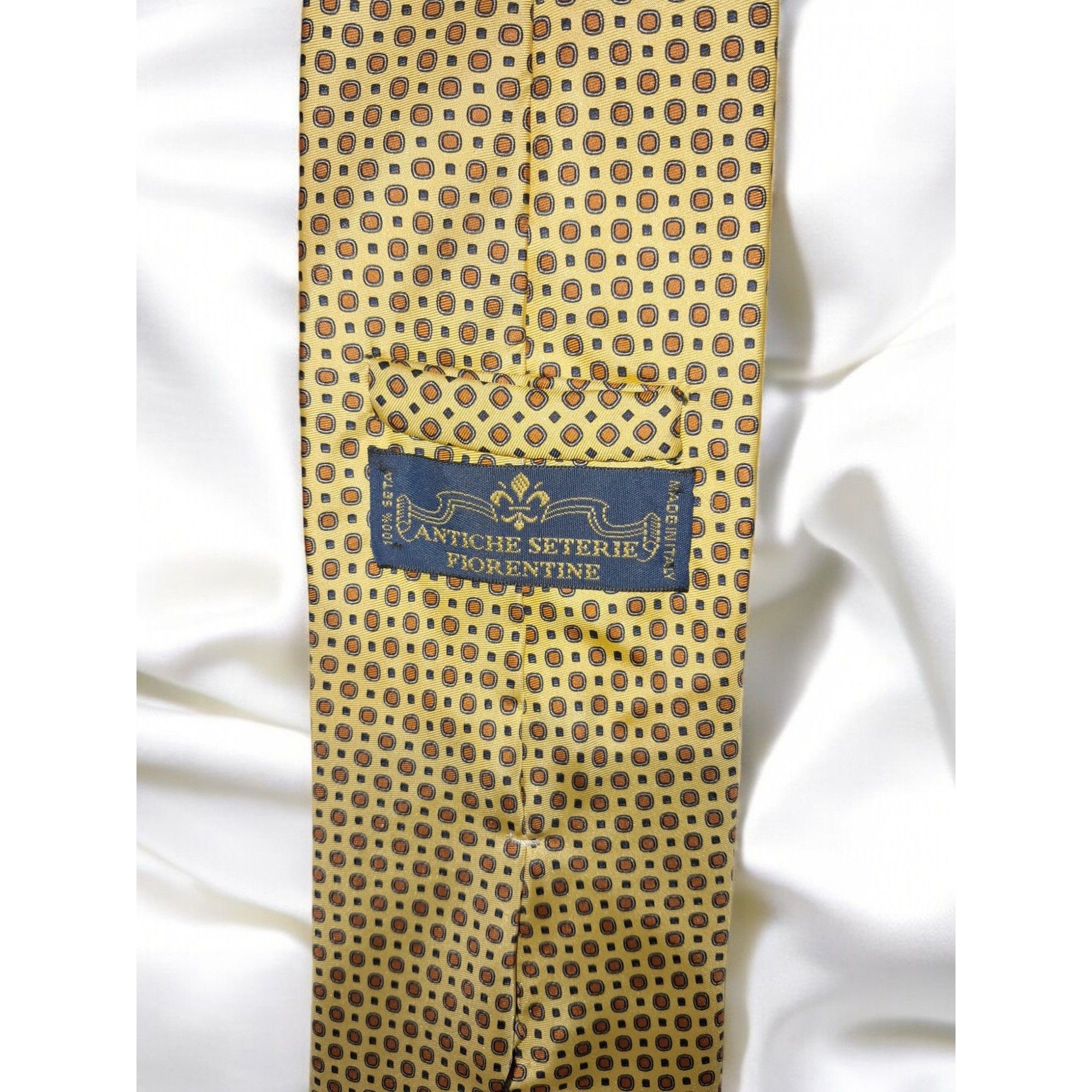 Other Antiche Seterie Fiorentine 100% Silk Tie—Yellow & Red Geomet Size ONE SIZE - 4 Thumbnail