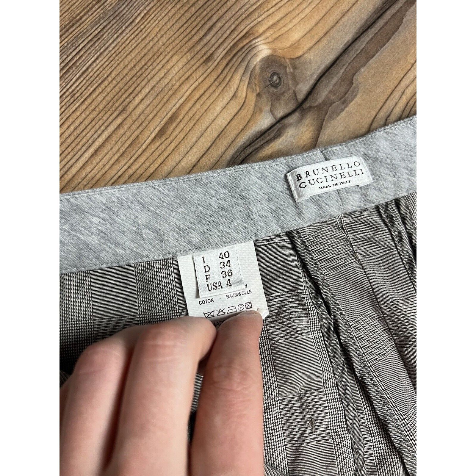 Brunello Cucinelli Brunello Cucinelli Women`s Gray Checked Straight Pants Size Size 27" / US 4 / IT 40 - 13 Thumbnail