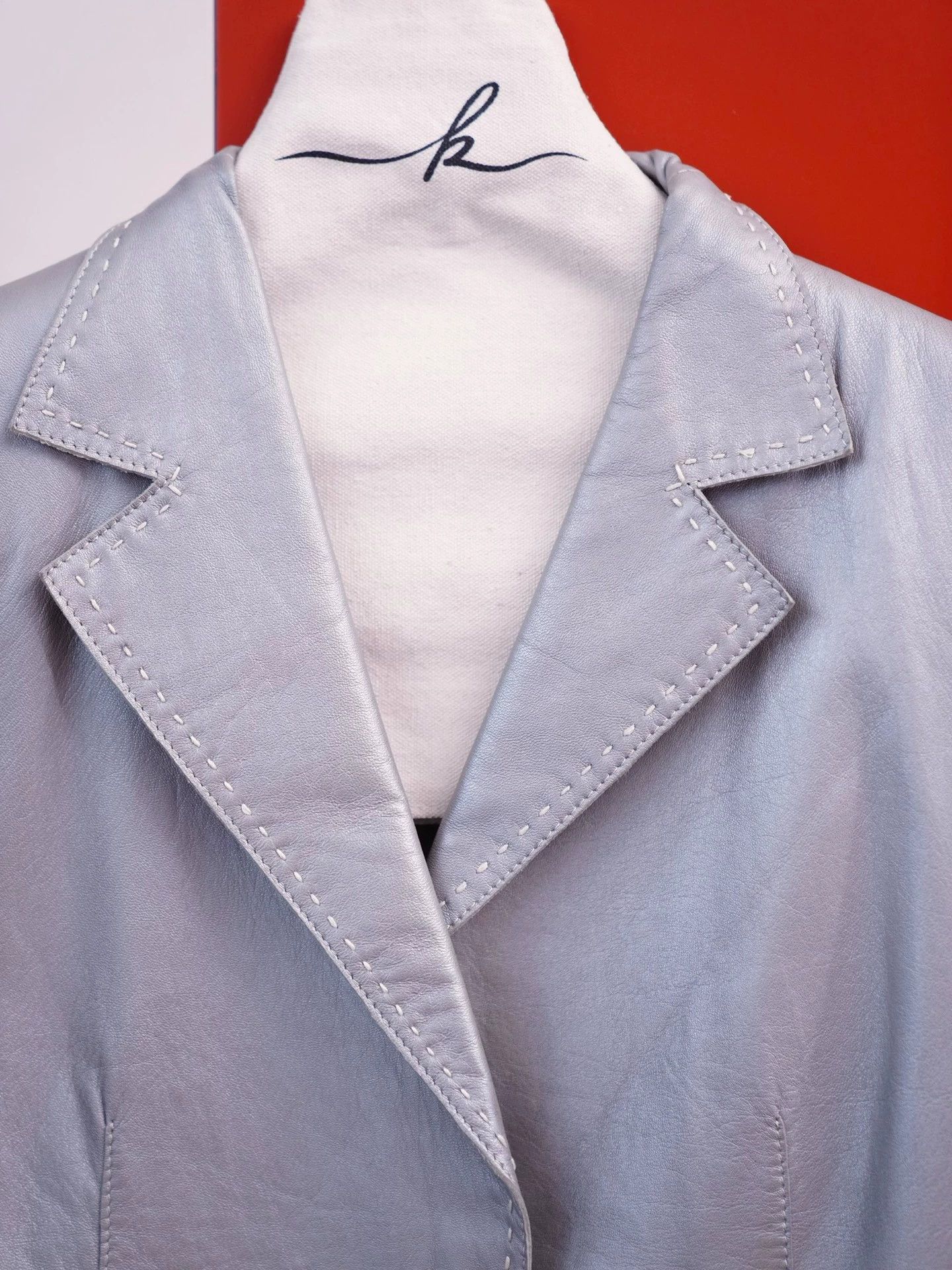 Balmain Balmain Silver Lambskin Tailored Blazer S/M Size S / US 4 / IT 40 - 4 Thumbnail