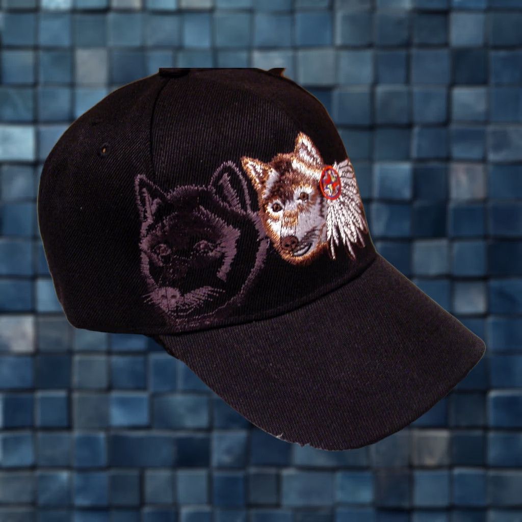 Vintage Baseball Cap Wolf Feathers Native Pride Black Adjustable Mens Size ONE SIZE - 1 Thumbnail