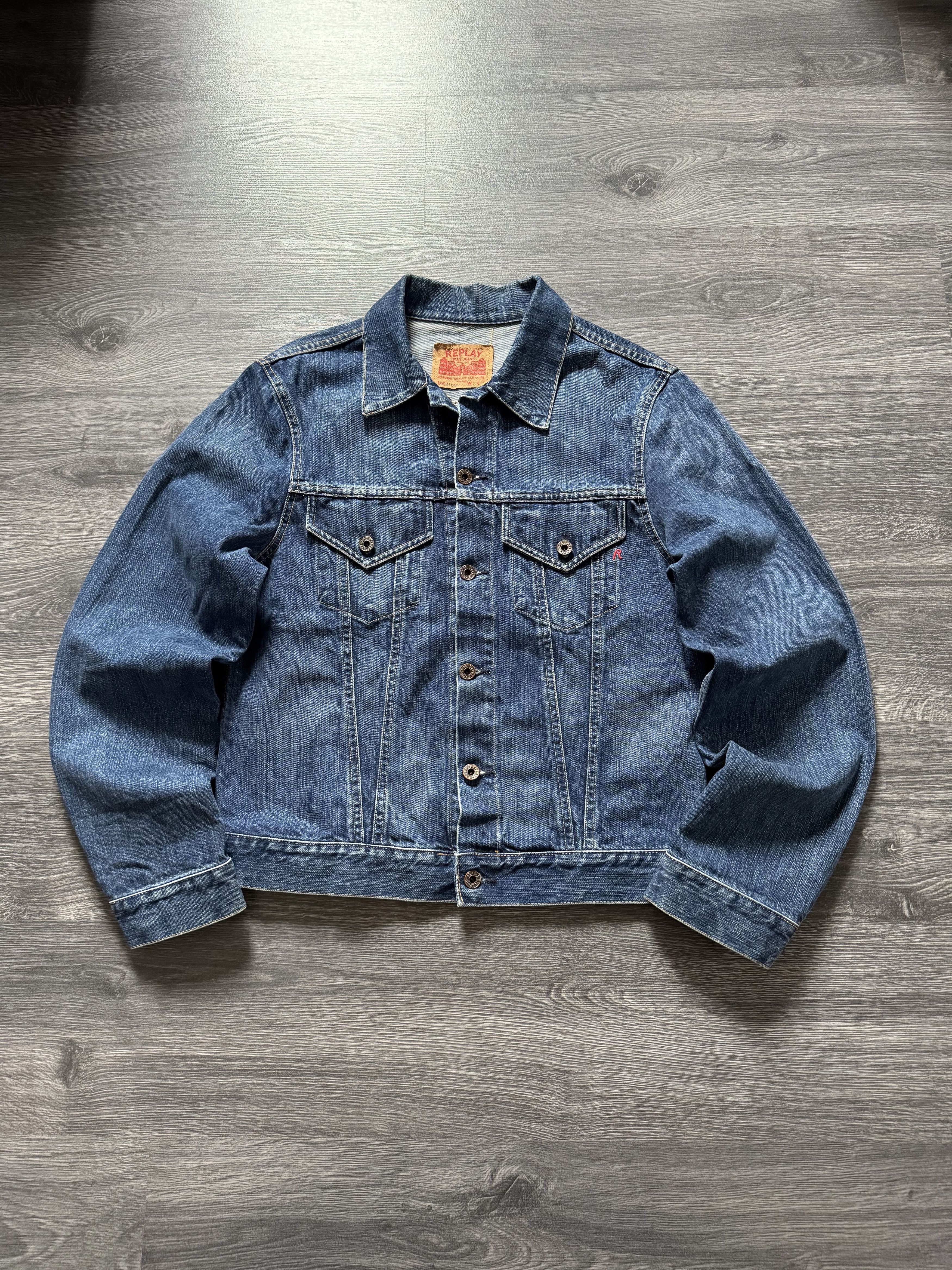 Vintage Raplay Cropped Denim Trucker Jacket Made in Italy Denim 