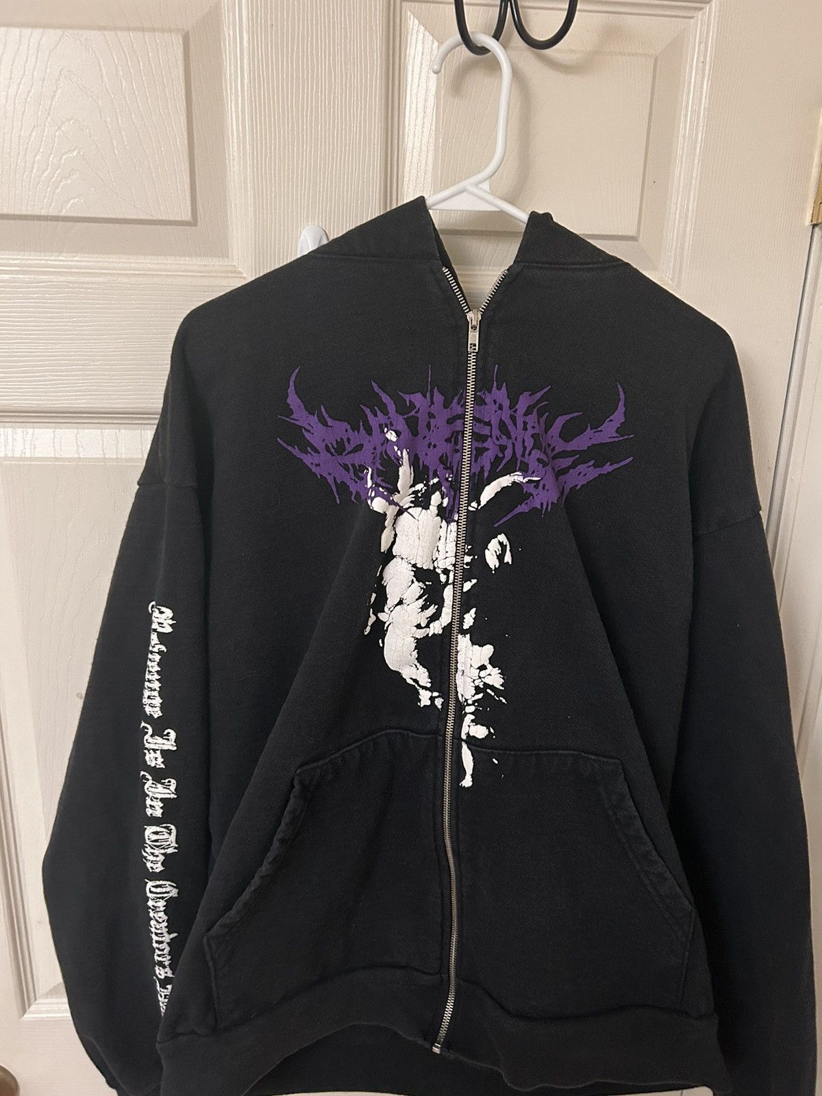 image of Revenge Guardian Angel Zip Up in Black, Men's (Size XL)