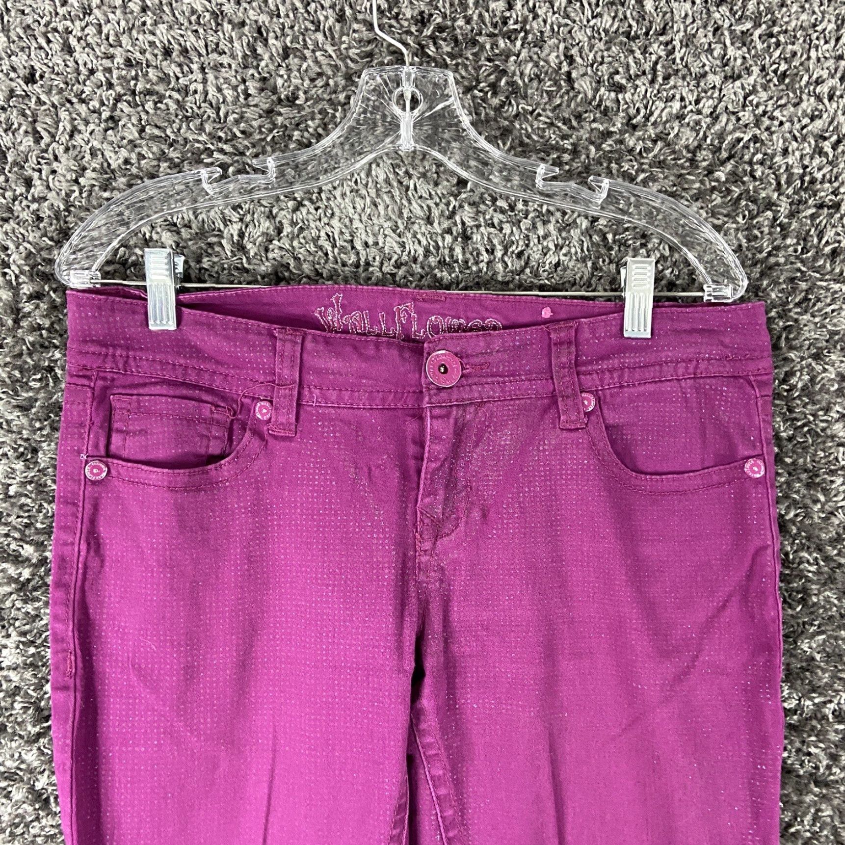 Vintage WallFlower Jeans Pants Women’s 9 Pink Sparkly Ankle Size 30" / US 8 / IT 44 - 4 Thumbnail