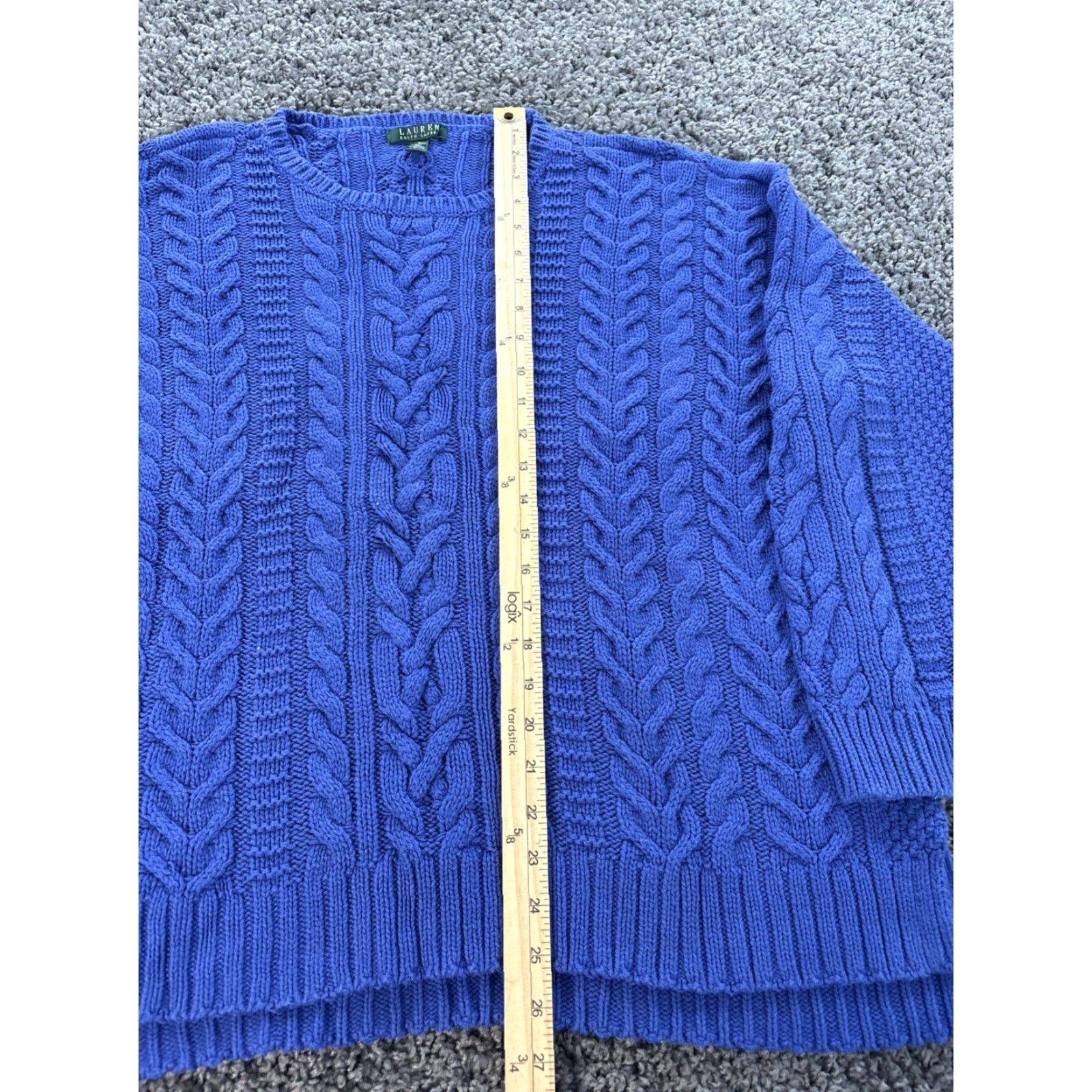 Ralph Lauren VINTAGE Lauren Ralph Lauren Sweater Womens 2x Cable Knit Crewneck Blue Wool Long Sleeve Pullover Plus Size Womens Size XXL / US 16-18 / IT 52-54 - 2 Thumbnail