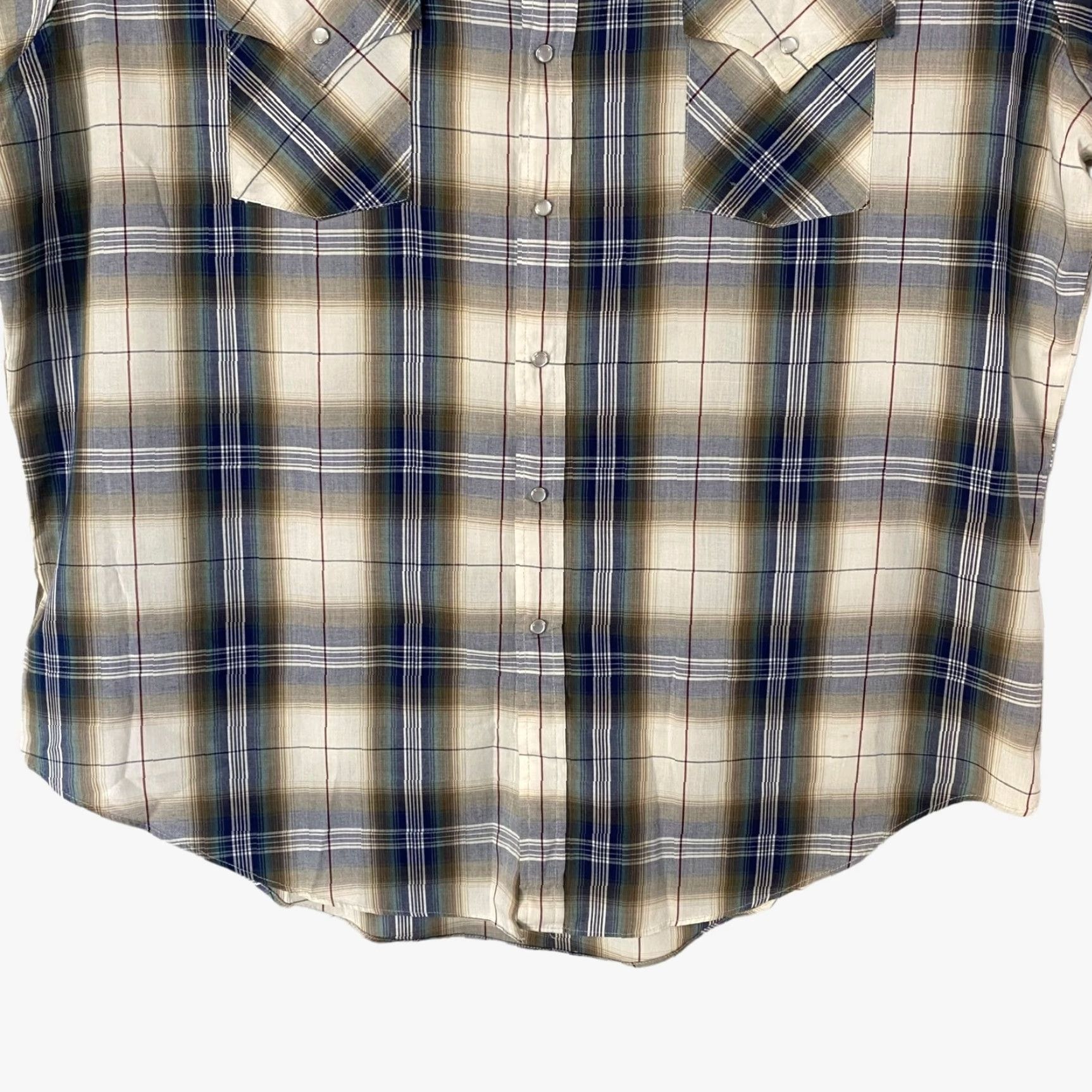 Vintage VINTAGE Ely Cattleman Western Pearl Snap Shirt Short Sleeve Plaid Blue 2XL Mens Size US XXL / EU 58 / 5 - 6 Thumbnail
