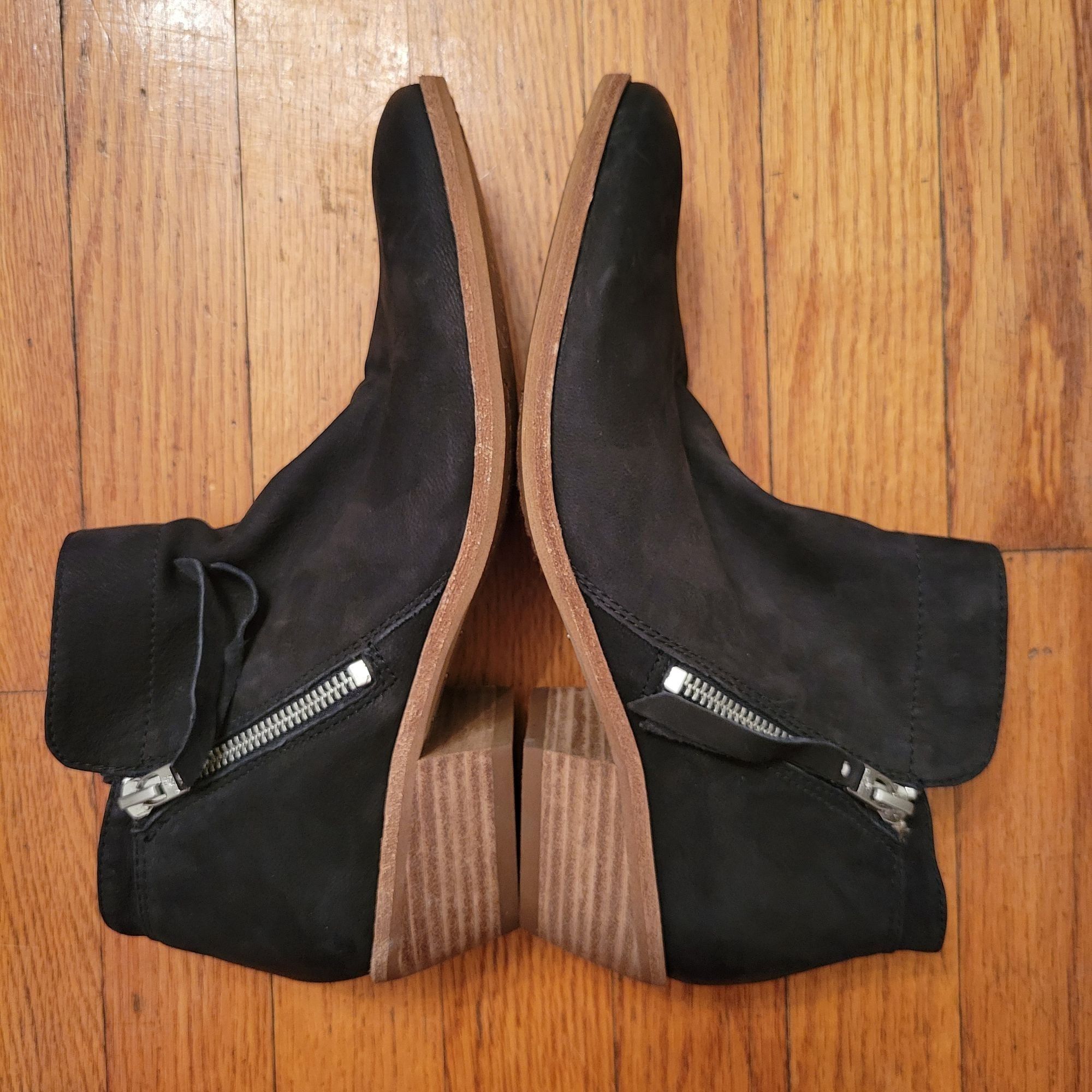 Sam Edelman Sam Edelman 8.5 Black Leather Booties Ankle Boots Stacked He Size US 8.5 / IT 38.5 - 8 Thumbnail