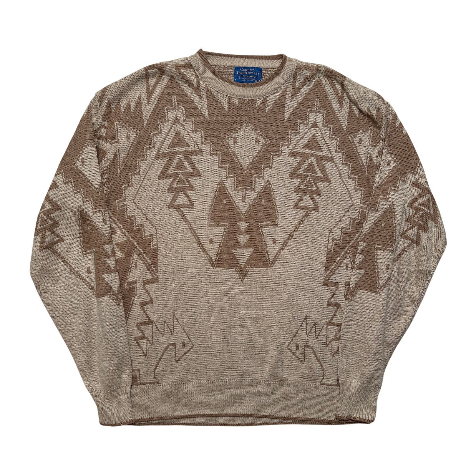 Pendleton VTG 70s Pendleton Aztec Western Brown Pullover Knit Sweater Size US L / EU 52-54 / 3 - 1 Thumbnail
